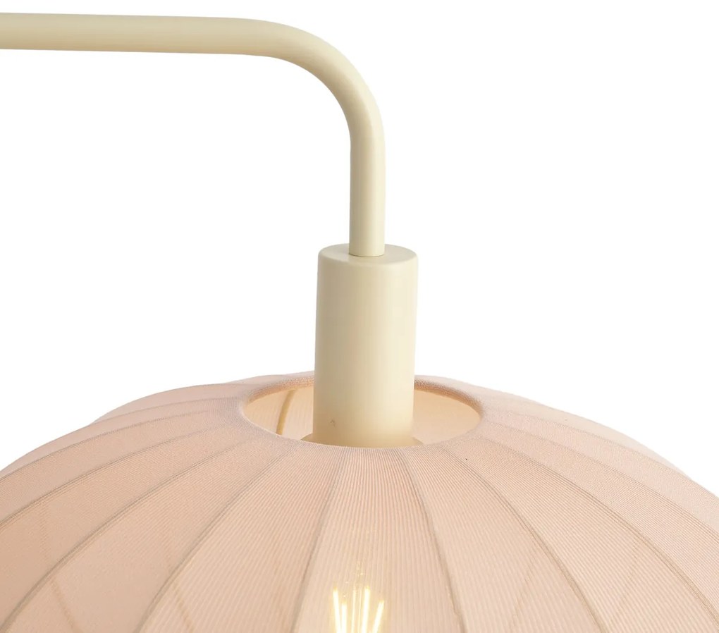 Lampa podłogowa Japandi beżowa z kremowym abażurem z tkaniny - Bida