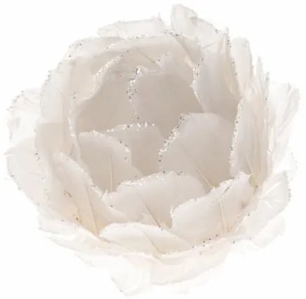 Świąteczna ozdoba z piór Kwiat, śr. 8 cm,  biały