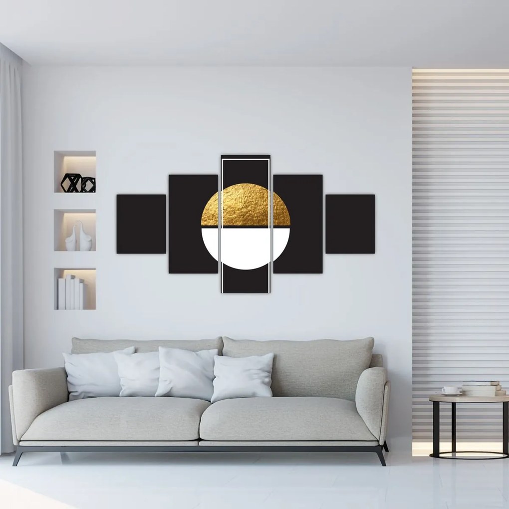 Obraz - Abstrakcja złoto i czerń N⁰1 (125x70 cm)