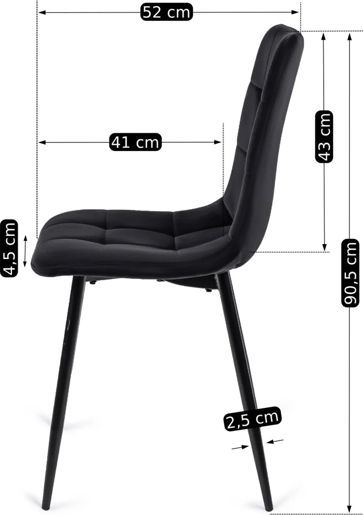 Zestaw Stół Kwadratowy Rozkładany MAX 80-160 cm Dąb Craft/Czarny i 4 Krzesła PERU Czarne Welurowe