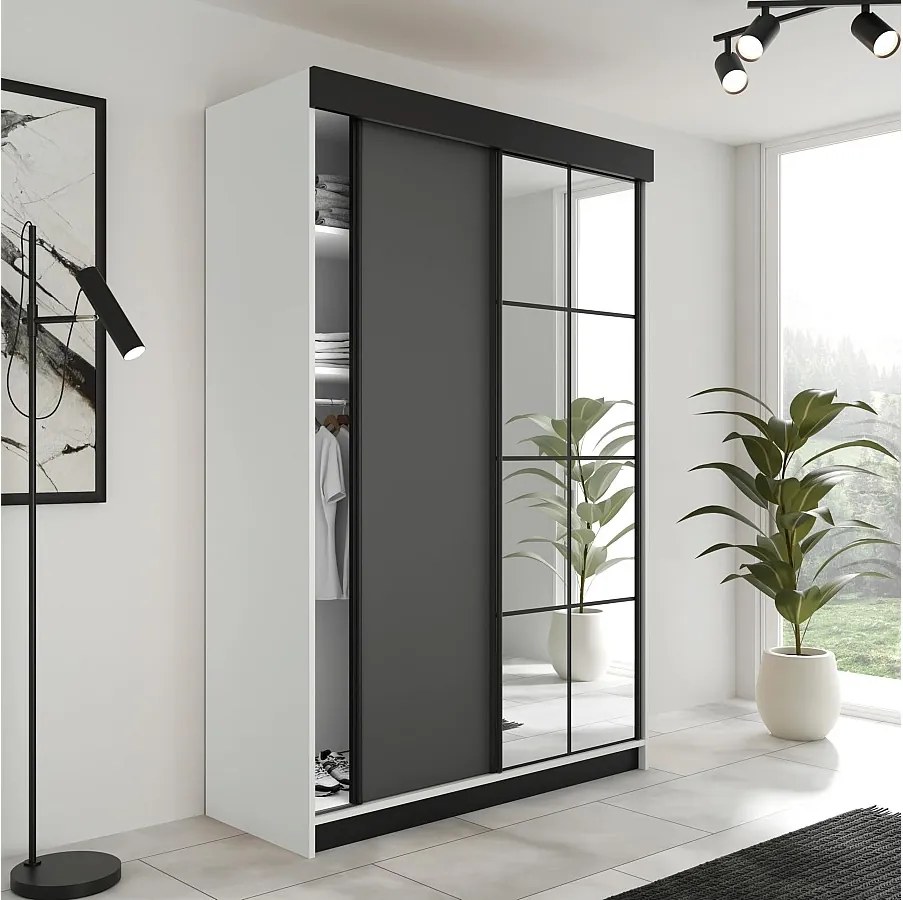 Szafa Przesuwna LAMARO 138 Biały/Grafit