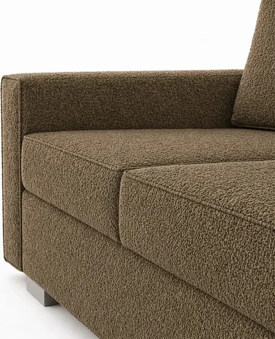 Sofa z Funkcją Spania DRAVOS Brązowa Boucle Japandi