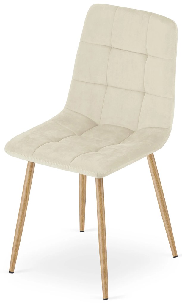 PROMOCJA Jasnobeżowe aksamitne krzesło KARA II. jakość