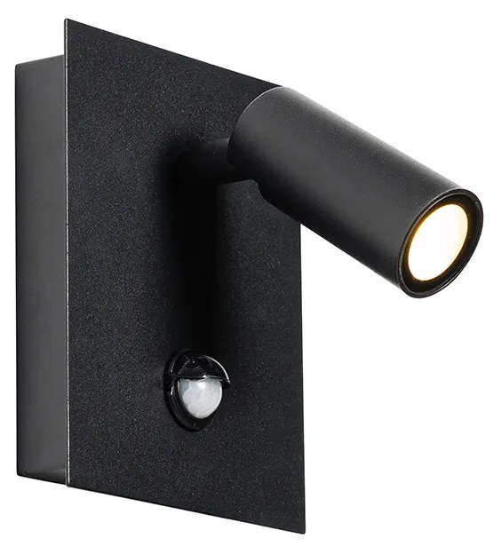 Zewnetrzna Lampa ścienna zewnętrzna czarna z wbudowanym LED IP54 czujnik ruchu - Simon Nowoczesny Oswietlenie zewnetrzne