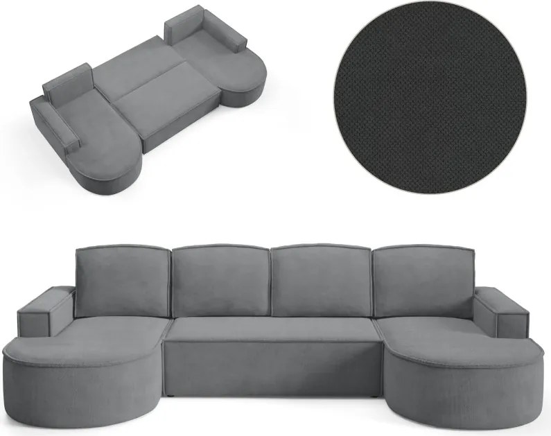 Narożnik MOLLY XL wolnostojący układ U z funkcją spania w tkaninie Curio 97 DomoHome
