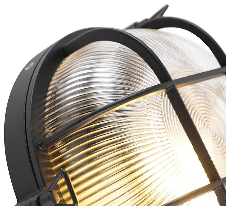 Industrialna okrągła lampa ścienna czarna IP44 - Noutica