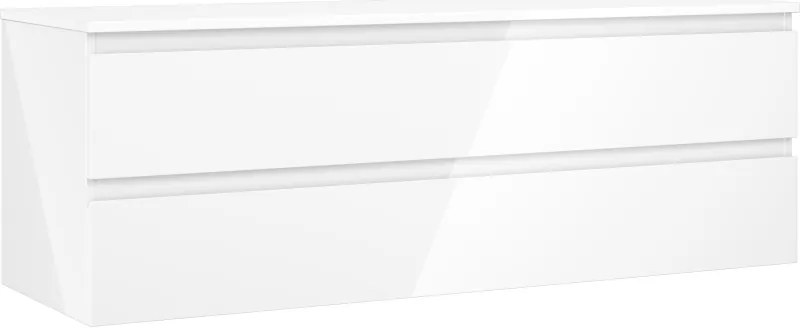 Mexen Orio szafka łazienkowa podumywalkowa 140 cm z blatem, 2 szuflady, biała połysk - 91A10-14047-2-BFFC00