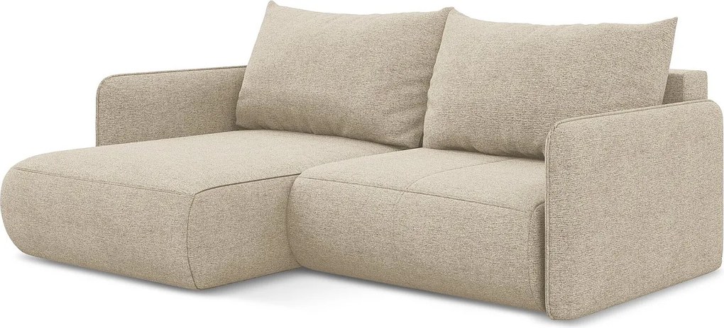 Narożnik lewostronny z funkcją spania - z tkaniny szenilowej - ciemny beż - NANEA