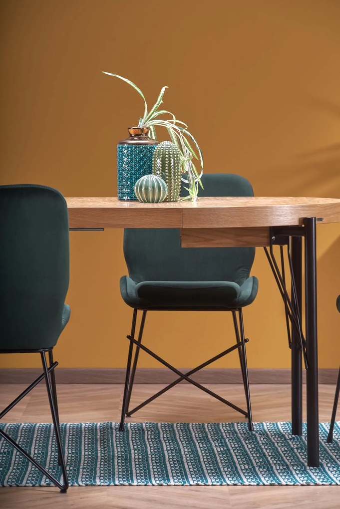 ELVO stół rozkładany dąb naturalny - czarny owalny loft 4/10 osobowy