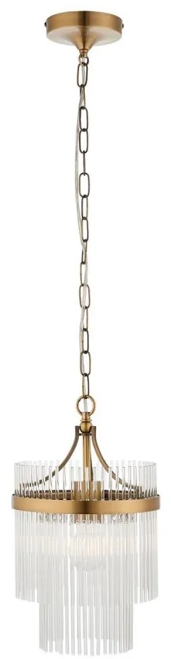 Endon 112572 - Żyrandol na łańcuchu MARIETTA 1xE27/10W/230V mosiądz/przezroczysty