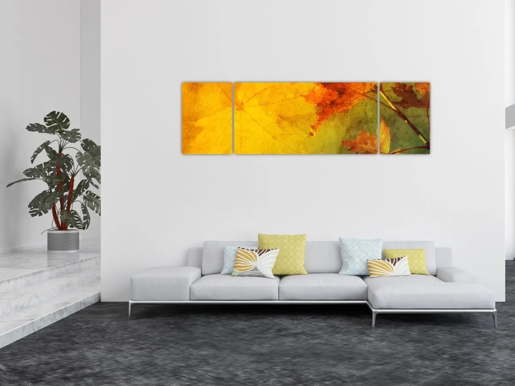 Obraz - Jesienne liście (170x50 cm)