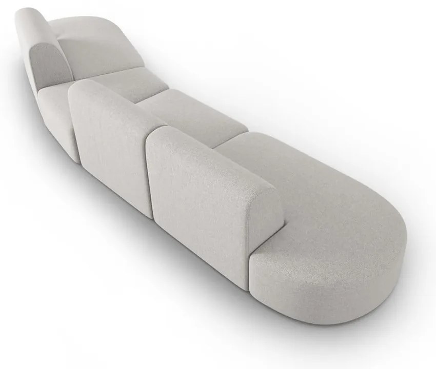 Jasnoszara sofa z tkaniny szenilowej prawostronna 428 cm Paolo – Milo Casa