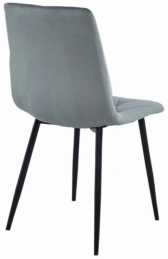Szare krzesło do kuchni LIBRA aksamitne z czarnymi nogami