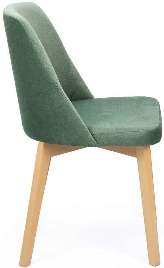 Zielone aksamitne krzesło drewniane dąb artisan C8-P72