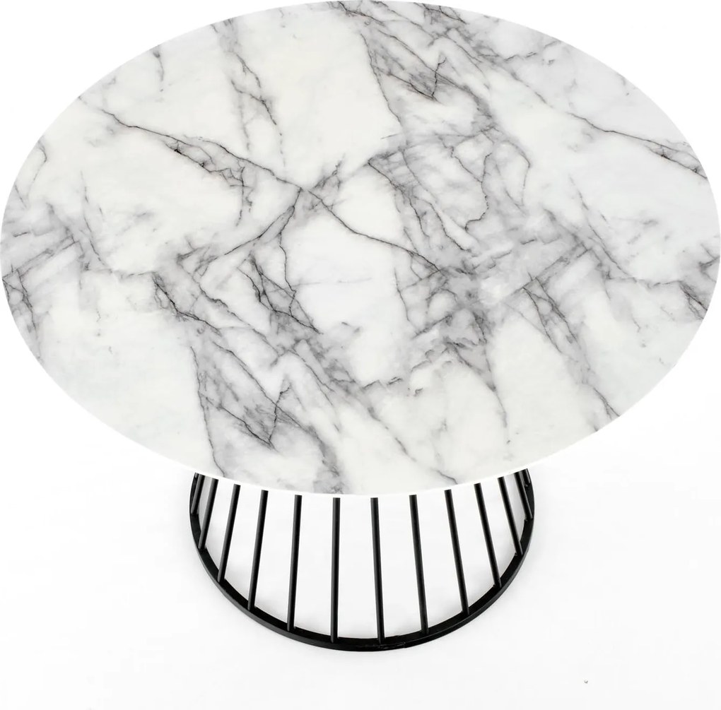 Designerski stół z drucianą podstawą Brodway imitacja marmuru