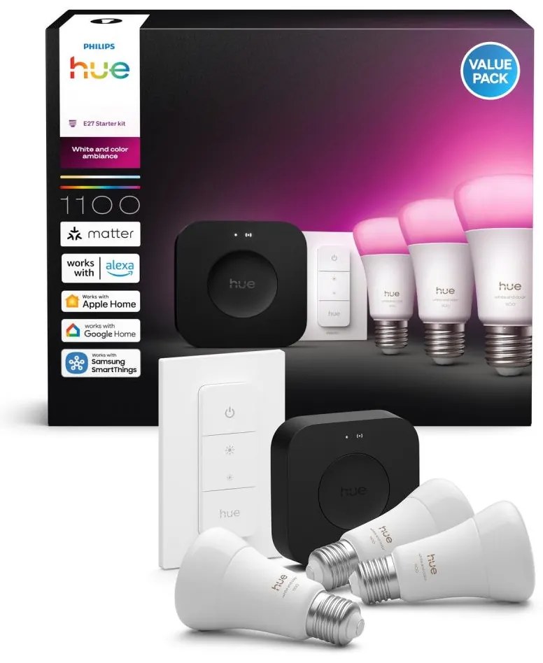Zestaw startowy Philips Hue WACA 3xE27/8,1W 1000-20000K + urządzenie do łączenia