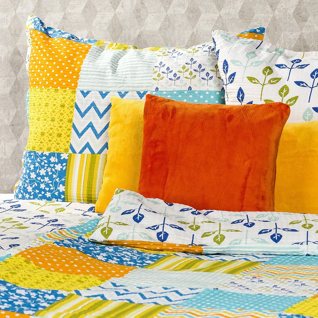 4Home Pościel z kory Patchwork blue, 140 x 200 cm, 70 x 90 cm, 140 x 200 cm, 70 x 90 cm