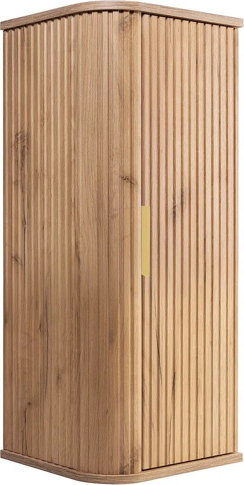 Szafka łazienkowa, dąb Craft, uchwyt złoty, 79 x 35,5 x 31,5 cm