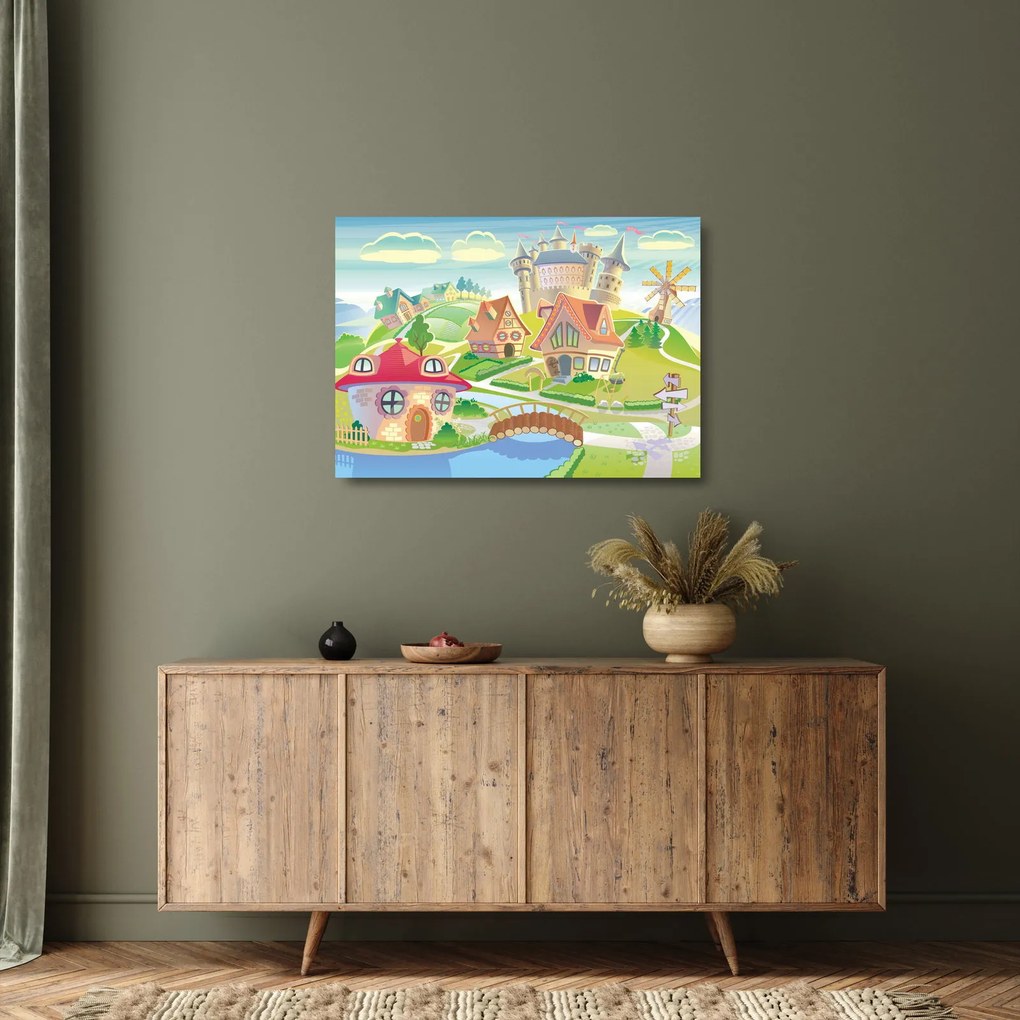Obraz na szkle - Kolorowe miasteczko (70x50 cm)