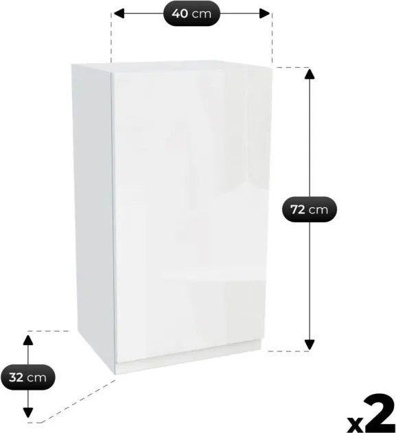 Zestaw Mebli Kuchennych MODERN 200 cm Biały Połysk Nowoczesny