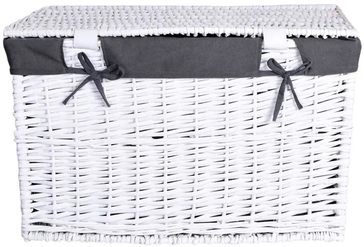 Biało Szary Kufer Z Lnianym Wkładem T1-Z40