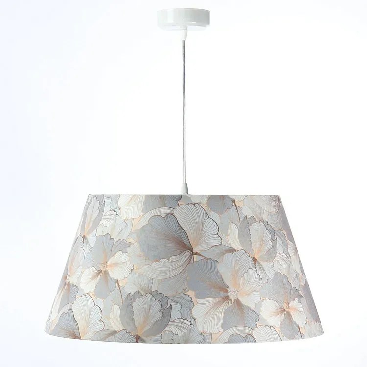 Srebrna lampa wisząca welurowa w kwiaty - 26X 60cm S411 A0-D12
