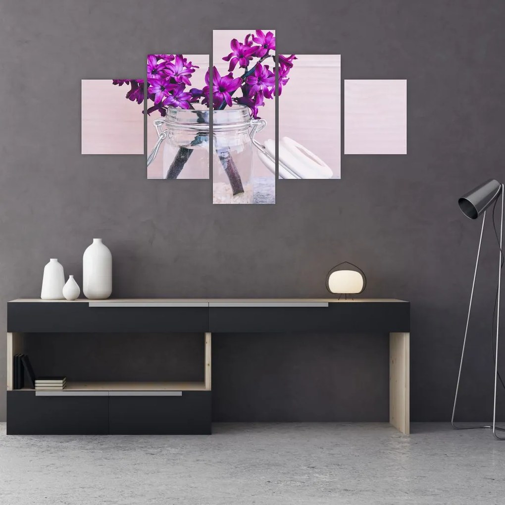 Obraz fioletowych kwiatów (125x70 cm)