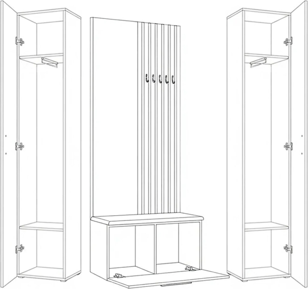 Masseno Garderoba MODULO 160,6/204/40 cm do Przedpokoju Nowoczesna Biała