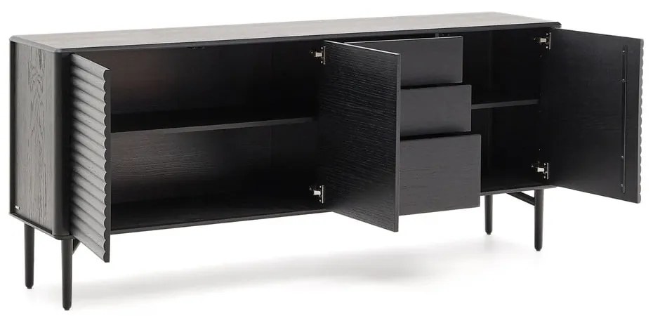 Czarna komoda w dekorze dębu 200x86x45 cm Lenon – Kave Home