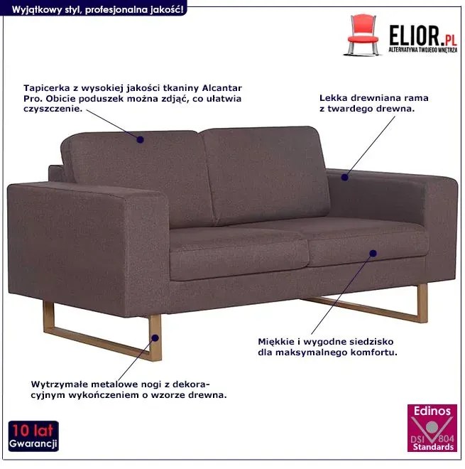 Elegancka dwuosobowa sofa- taupe P3-R81