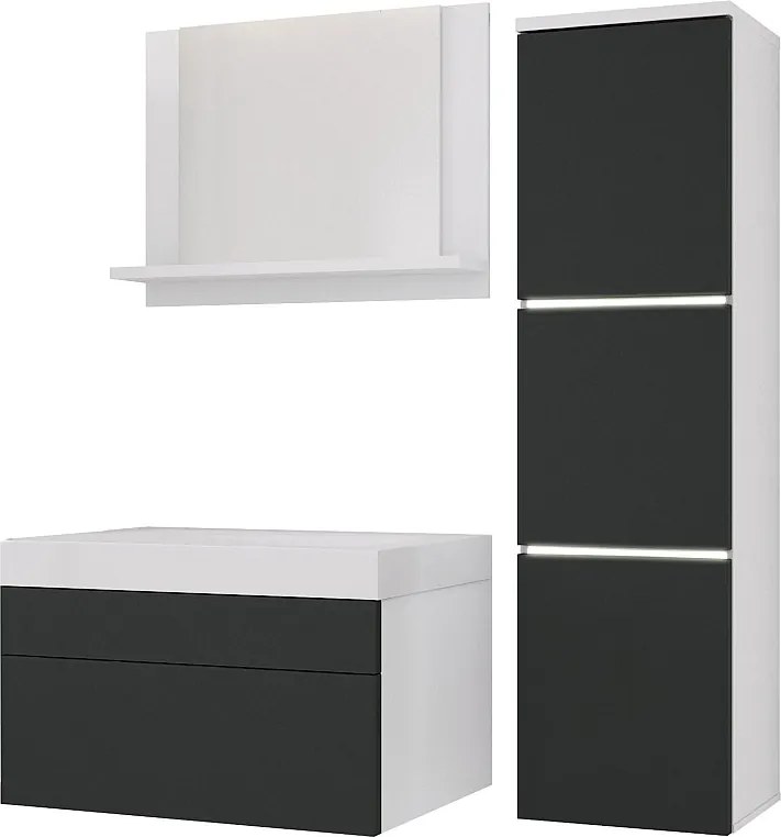 Zestaw mebli łazienkowych, Biały Matowy, Antracyt, 90 x 110 cm