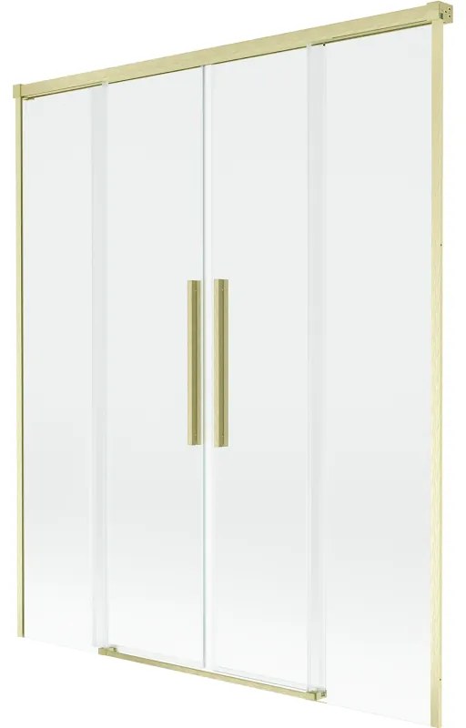 Mexen Rox parawan nawannowy 2-skrzydłowy rozsuwany 140 x 150 cm, transparent, złoty szczotkowany - 8C9-140-002-55-00