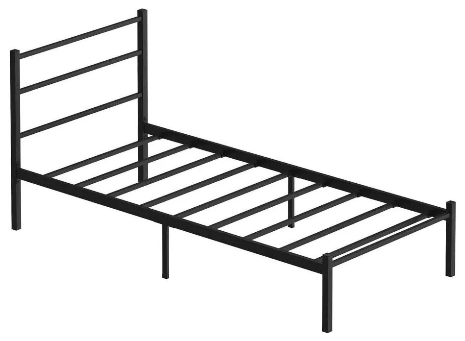 Metalowe łóżko pojedyncze FERON 90x200 cm, czarne, nośność 120 kg