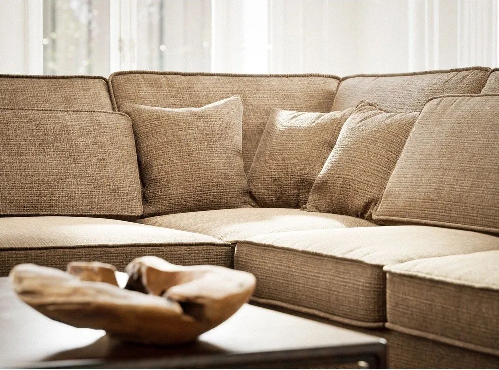 Jasnobrązowy narożnik z tkaniny szenilowej (lewostronny/w kształcie litery L) Kirou – Maison de Rêve