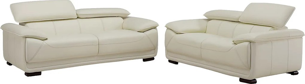 Komplet wypoczynkowy 3+2 ze skóry MACELO - Kość słoniowa