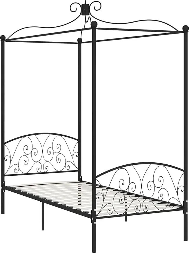 Czarne łóżko z baldachimem z metalu 90x200 cm N7-T51