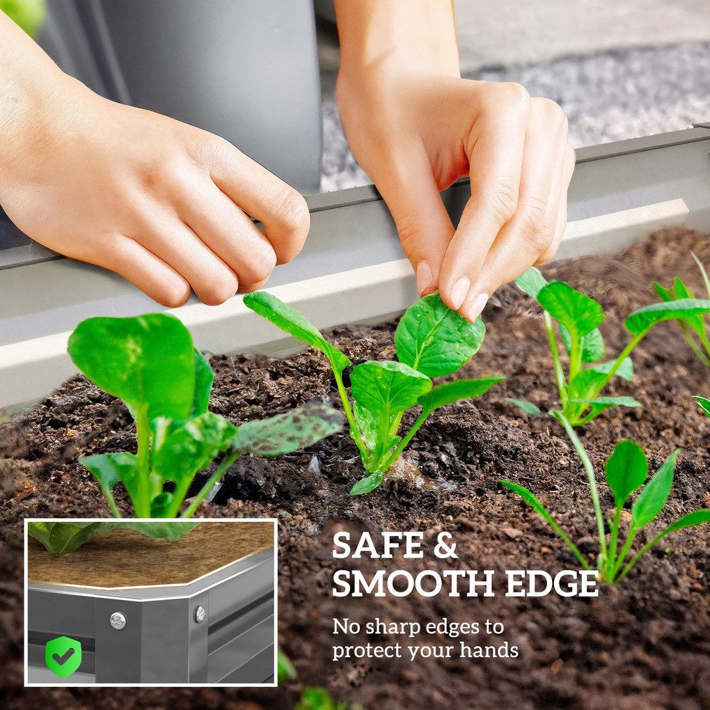 Outsunny Skrzynka ogrodowa, Pflanzkasten z obudową stalową, Jasnoszary, 120 x 120 x 30 cm