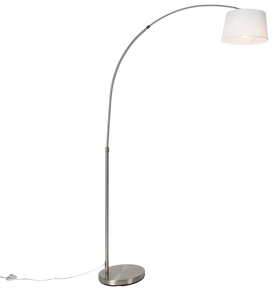 Inteligentna lampa łukowa stalowa z białym abażurem z tkaniny w tym Wi-Fi A60 - Arc Basic