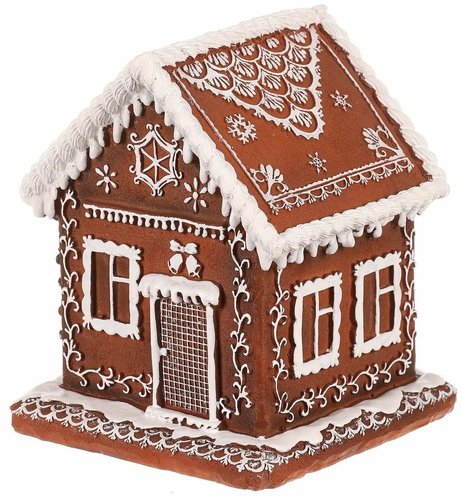 Dekoracja świąteczna Domek z piernika z oświetleniem LED, poliresin, 15 cm