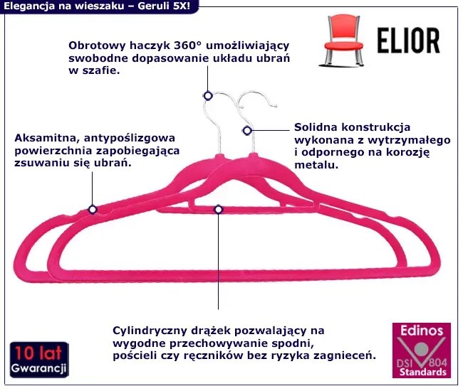 Różowy komplet wieszaków 100szt - Telafo 5X