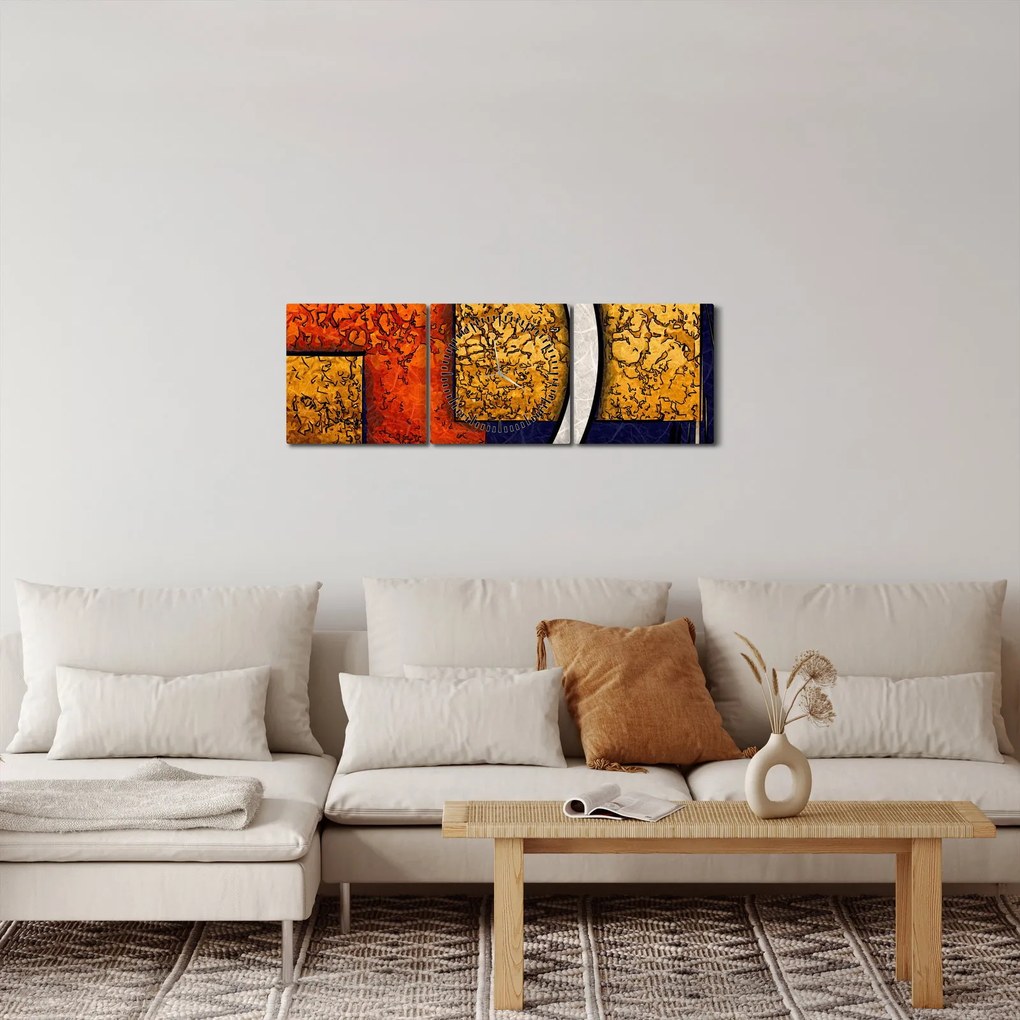 Obraz abstrakcji (z zegarem) (90x30 cm)