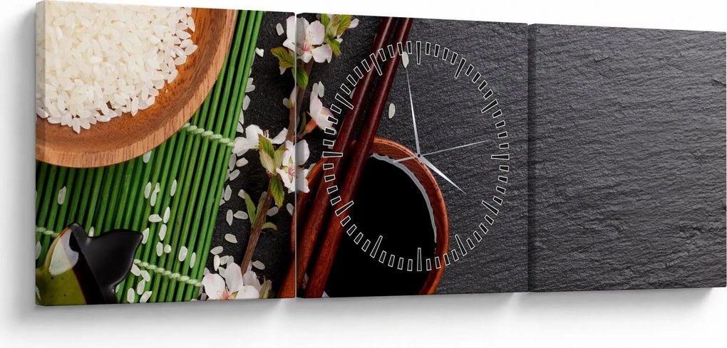 Obraz - Sushi (z zegarem) (90x30 cm)