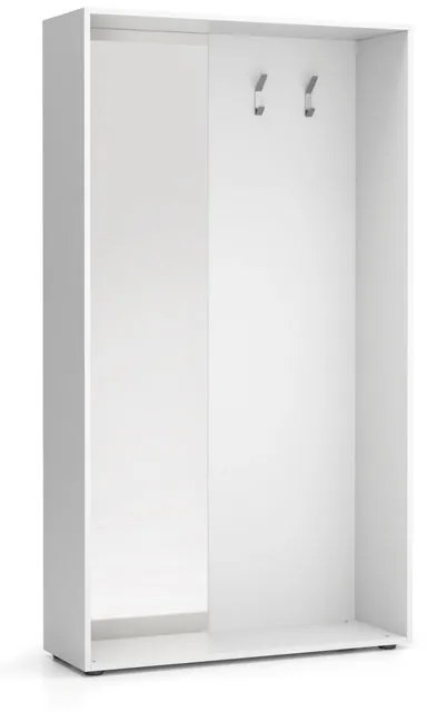 Wieszak ścienny BORDER z lustrem, 2 haczyki, biała