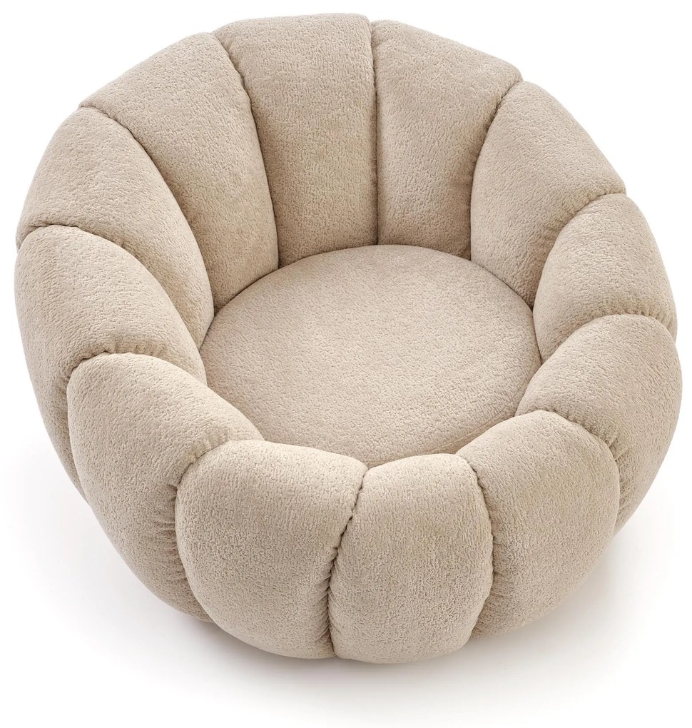 GASPAR 2 fotel wypoczynkowy siedzisko beżowy komfortowy tkanina pufa