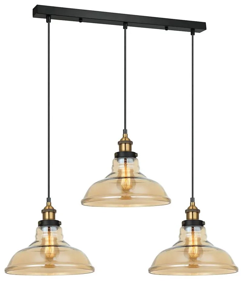 ITALUX MDM-2381/3 GD+AMB - Lampa wisząca HUBERT 3xE27/40W/230V