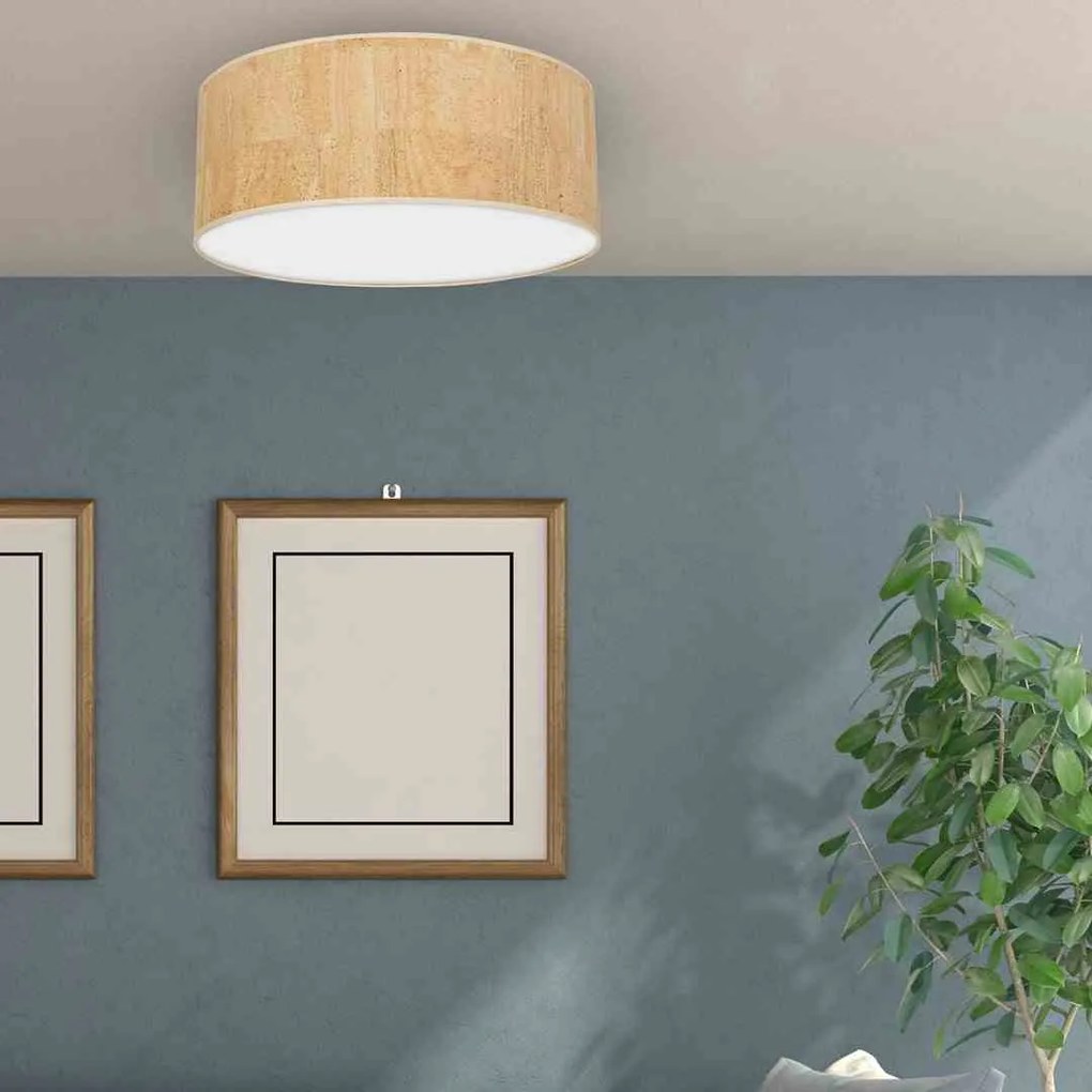 Lampa sufitowa korek, biała, okrągła CORK White/Cork 3xE27 Ø50cm