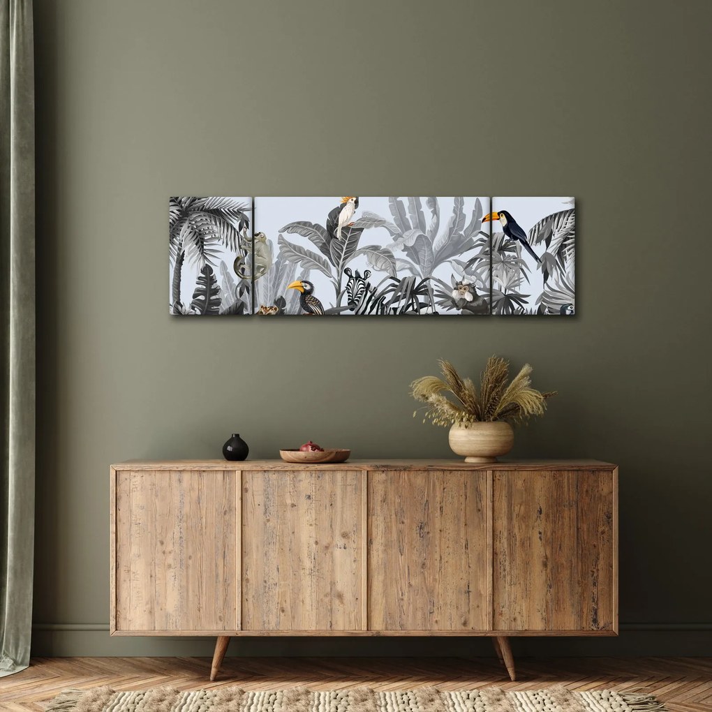 Obraz - Ilustrowana dżungla (170x50 cm)
