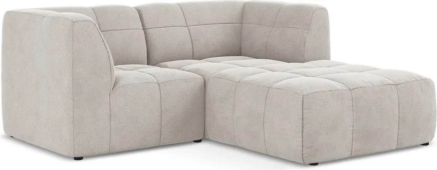 Beżowy aksamitny narożnik (prawostronny/z szezlongiem) Aloha – Makamii