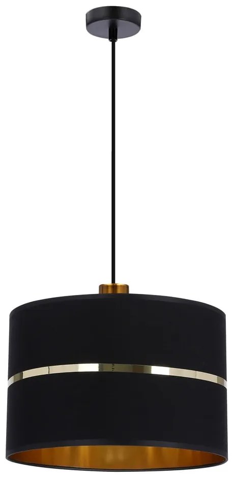 Czarna lampa wisząca z tekstylnym kloszem ø 30 cm Assam – Candellux Lighting