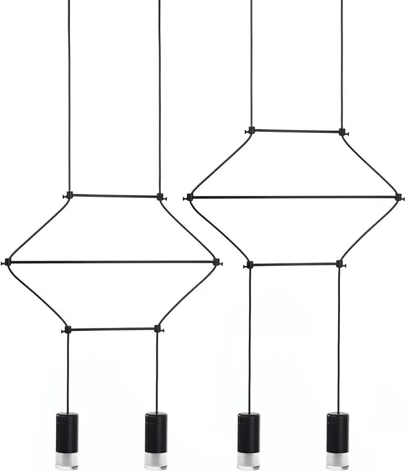 Geometryczna lampa wisząca z metalu i szkła Flusso Line 4